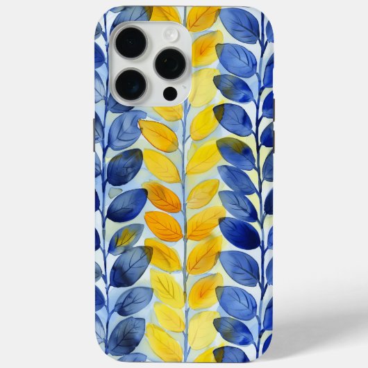 黄色と青色の葉 Case-Mate iPhoneケース (裏面)