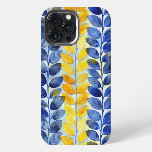 黄色と青色の葉 iPhoneケース (裏面)