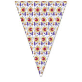 黄色と鮮やかオレンジ色のクレートを特徴とするデザイン バンティングフラッグ (第2の旗)