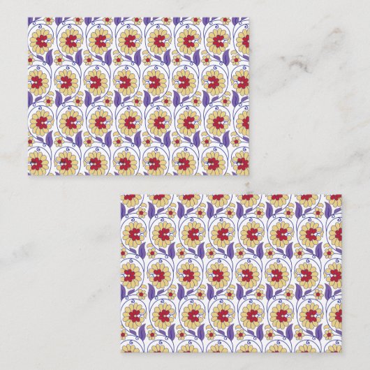 黄色と鮮やかオレンジ色のクレートを特徴とするデザイン プレイスカード (正面/裏面)