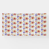 黄色と鮮やかオレンジ色のクレートを特徴とするデザイン 横断幕 (横)