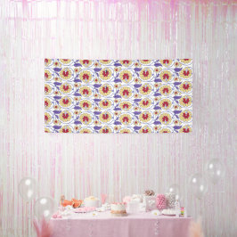 黄色と鮮やかオレンジ色のクレートを特徴とするデザイン 横断幕