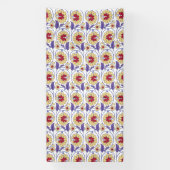 黄色と鮮やかオレンジ色のクレートを特徴とするデザイン 横断幕 (縦)