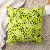 黄色と黒い明るいネオンの花パターン クッション (ブランケット)