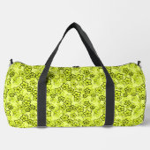 黄色と黒い明るいネオンの花パターン ダッフルバッグ (正面)