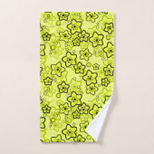 黄色と黒い明るいネオンの花パターン バスタオルセット (ハンドタオル)