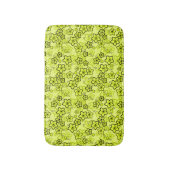 黄色と黒い明るいネオンの花パターン バスマット (正面縦)