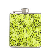 黄色と黒い明るいネオンの花パターン フラスク (正面)