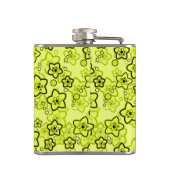 黄色と黒い明るいネオンの花パターン フラスク (裏面)