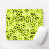 黄色と黒い明るいネオンの花パターン マウスパッド (マウス)