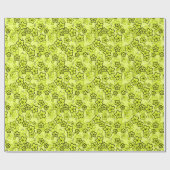 黄色と黒い明るいネオンの花パターン ラッピングペーパー (フラット)