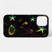 黄色と黒と茶色の魚のシームレスパターン。抽象的 iPhoneケース (裏面横)