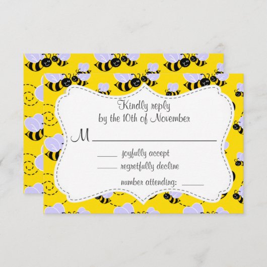 黄色と黒ののまわりに 出欠カード (正面/裏面)