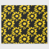 黄色と黒のひまわり模様 ラッピングペーパー (フラット)