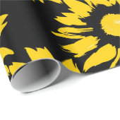黄色と黒のひまわり模様 ラッピングペーパー (ロールコーナー)