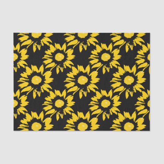 黄色と黒のひまわり模様 薄葉紙 (正面)