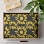 黄色と黒のひまわり模様 薄葉紙 (ギフト)