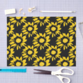黄色と黒のひまわり模様 薄葉紙 (クラフト)