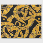 黄色と黒のろうけつ染めパターン ラッピングペーパー (フラット)
