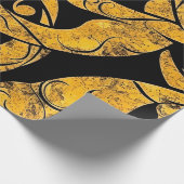 黄色と黒のろうけつ染めパターン ラッピングペーパー (角)