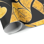 黄色と黒のろうけつ染めパターン ラッピングペーパー (ロールコーナー)