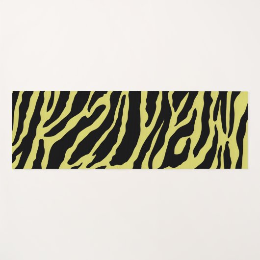 黄色と黒のアニマルプリントストライプ ヨガマット (正面(横))