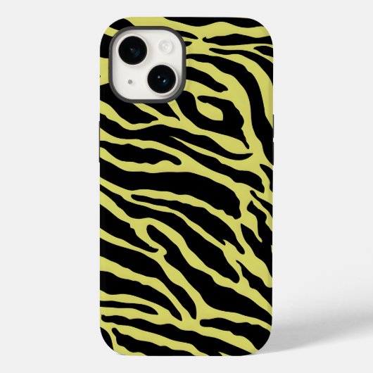 黄色と黒のアニマルプリントストライプ Case-Mate iPhoneケース (裏面)