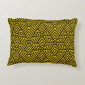 黄色と黒のアールデコ三角形のシームレスなパターン アクセントクッション (裏面)