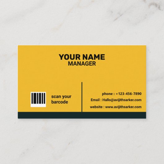 黄色と黒のエレガント名前をカスタムする 名刺 (裏面)