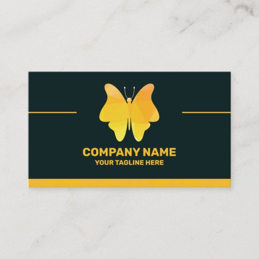 黄色と黒のエレガント名前をカスタムする 名刺 (正面)