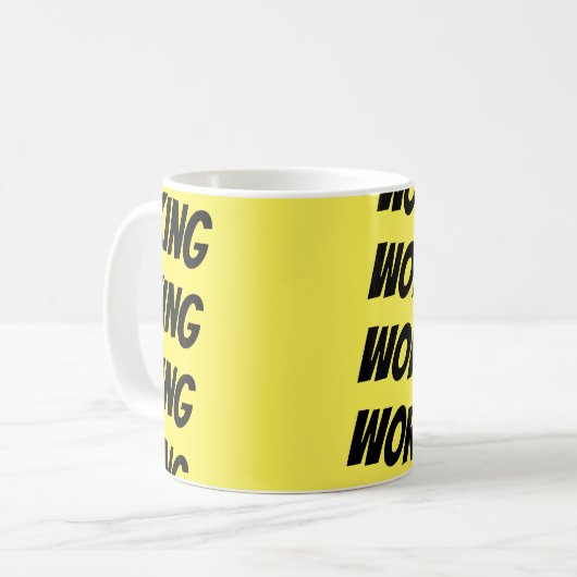黄色と黒のオフィスギフト コーヒーマグカップ (正面左)