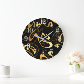 黄色と黒のクラシック抽象芸術時計 ラージ壁時計 (ホーム)