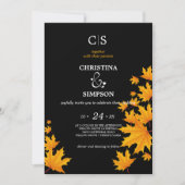 黄色と黒のクラシック紅葉結婚ズ 招待状 (正面)