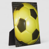 黄色と黒のサッカー。 フォトプラーク (側面)