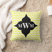 黄色と黒のシボロンモノグラム クッション (ブランケット)