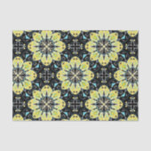 黄色と黒のスタイリッシュフローラ幾何学的パターン 薄葉紙 (正面)
