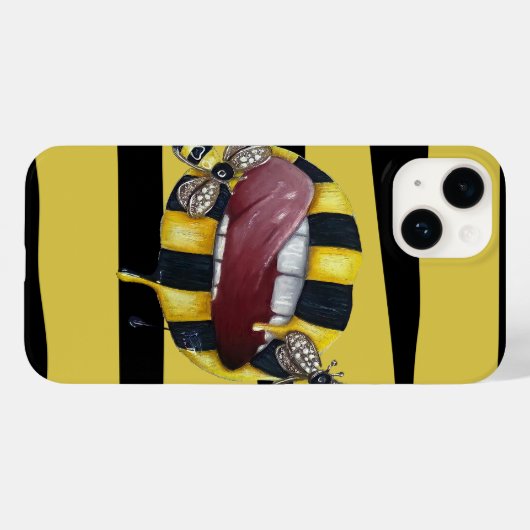 黄色と黒のストライプのオッターボックスiPhoneケース Case-Mate iPhoneケース (裏面 (横))