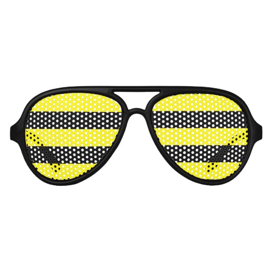 黄色と黒のストライプ アビエーターサングラス (正面)