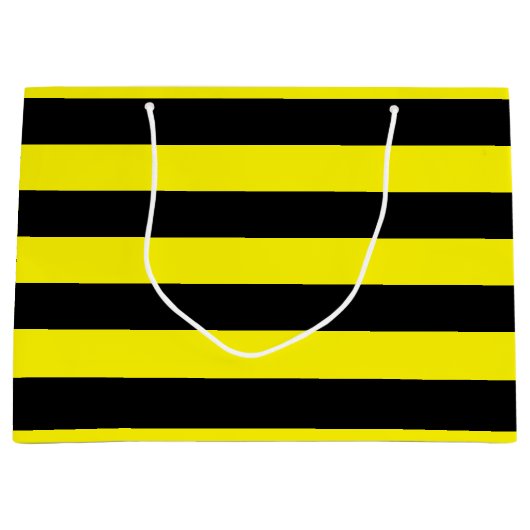 黄色と黒のストライプ ラージペーパーバッグ (正面)