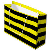 黄色と黒のストライプ ラージペーパーバッグ (正面アングル)