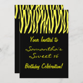 黄色と黒のゼブラ招待状 招待状 (正面/裏面)