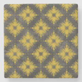 黄色と黒のダイヤモンドバーストパターン ストーンコースター