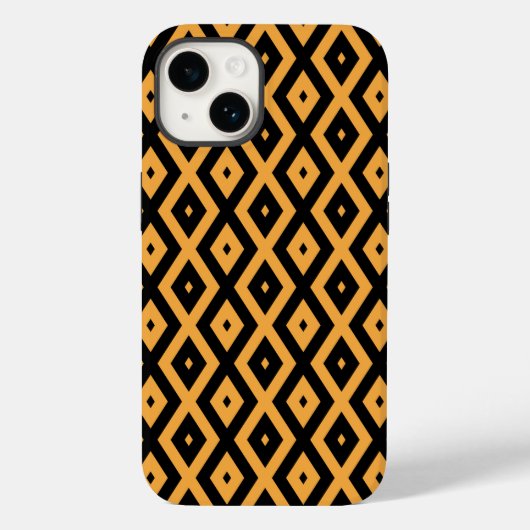 黄色と黒のダイヤモンドパターン Case-Mate iPhoneケース (裏面)