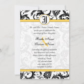 黄色と黒のダマスクスワーズ結婚式招待状 招待状 (正面)