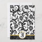 黄色と黒のダマスクスワーズ結婚式招待状 招待状 (裏面)