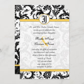 黄色と黒のダマスクスワーズ結婚式招待状 招待状 (正面/裏面)