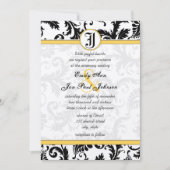 黄色と黒のダマスクスワーズ結婚式招待状 招待状 (正面)