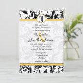 黄色と黒のダマスクスワーズ結婚式招待状 招待状 (スタンド正面)