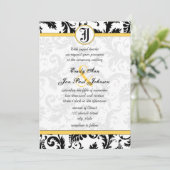 黄色と黒のダマスクスワーズ結婚式招待状 招待状 (スタンド正面)
