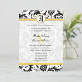 黄色と黒のダマスクスワーズ結婚式招待状 招待状 (スタンド正面)